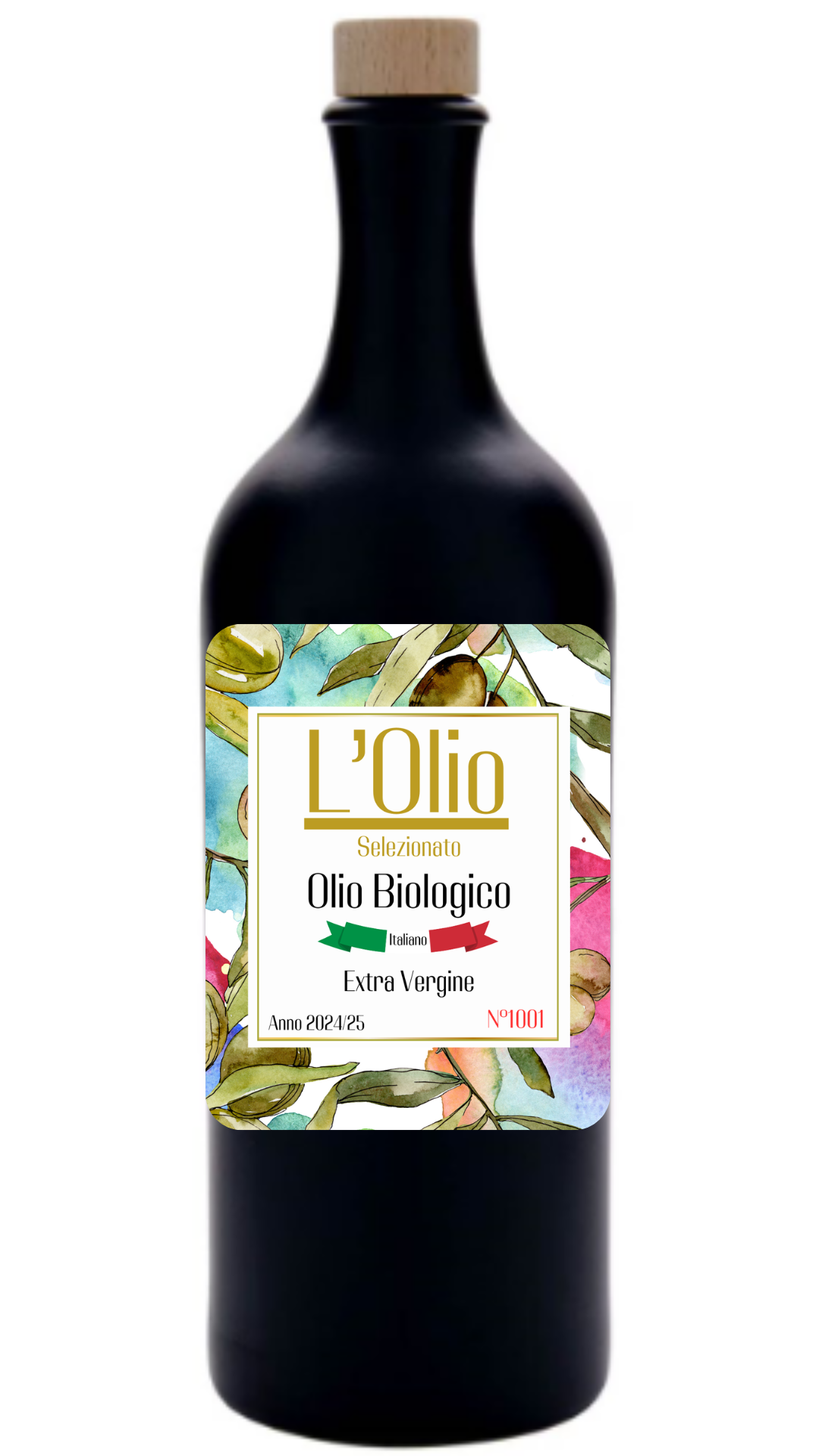 Bottiglia numerata di olio extravergine superiore biologico non filtrato Non Solo Olio