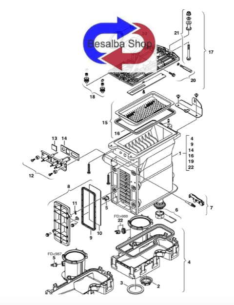 87101031530 Guarnizione sportello  scambiatore quadrato Junkers Bosch